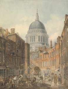 サン マルタン ル グラン、カリフォルニア州からのセント ポール大聖堂。 1795年。 作： Thomas Girtin