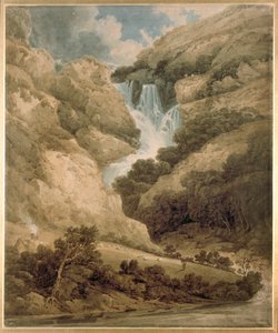 Lodore の滝のある Wathenlath の峡谷、Derwentwater、c1801 作： Thomas Girtin