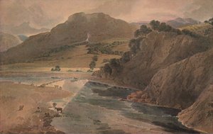 1801年にヨークシャーのボルトン修道院の上のワーフにある飛び石 作： Thomas Girtin
