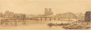アルスネルから見たトゥルネル橋とノートルダム大聖堂の眺め: pl.11 作： Thomas Girtin