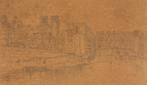Vista da Pont St.Michel, tirada da Pont Neuf, 1803 (estudo para a Placa 4 de Views in Paris) 作： Thomas Girtin