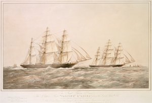 グレート・チャイナ・レース：1866年9月6日、フーチョーフーからの帰路、リザードを通過するクリッパー船「テーピング号」と「アリエル号