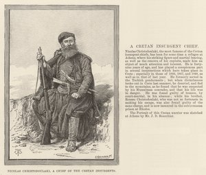 ニコラ・クリストドゥラキ、クレタ島反乱軍の首長 作： Thomas Harrington Wilson