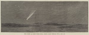 10月1日午前4時30分、ティムサ湖のHMSオリオンから見た彗星 作： Thomas Harrington Wilson