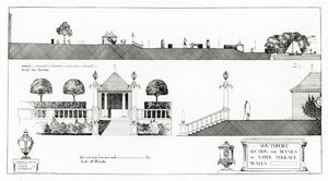 サウスポート：1911年に出版されたThomas Mawsonの「Studies in Town Planning」からの上部テラスと壁のセクションと詳細 作： Thomas Hayton Mawson