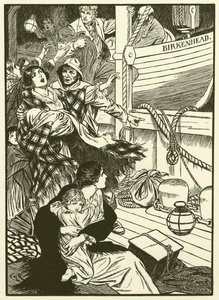 女性と子供を救う（エングレーヴィング） 作： Thomas Heath Robinson
