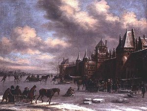オランダの河口でのスケートシーン 作： Thomas Heeremans