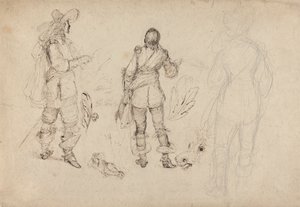 キャバリアーズ、ホースズ ヘッド、プルームのスケッチのページ 作： Thomas Henry Nicholson