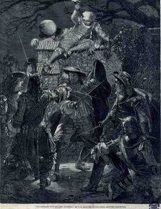 1670年12月21日、サー・ジョン・コヴェントリー（d.1682）に対する暴動（エングレーヴィング） 作： Thomas Herbert (after) Maguire