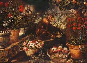 フェンスで囲まれた庭の猿、 作： Thomas Hiepes
