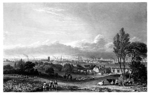 マンチェスターの眺め、1844年。 作： Thomas Higham