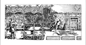 1586年の「庭師の迷宮」から、日よけとして建てられたアーバー 作： Thomas Hill