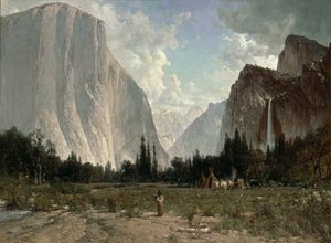 ブライダルベール滝、ヨセミテ、1870-84年頃（キャンバスに油彩） 作： Thomas Hill