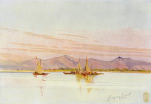 広州の近く、珠江の漁船 作： Thomas Hodgson Liddell