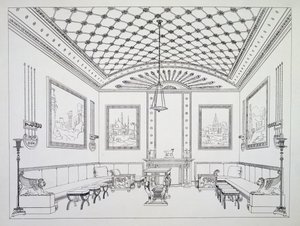 応接室（イラスト：「家庭用家具と室内装飾」より 作： Thomas Hope