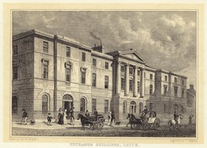 LeithのExchange Buildings（彫刻 作： Thomas Hosmer (after) Shepherd