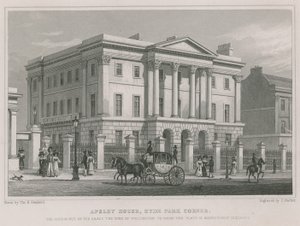 Apsley House、ハイドパークコーナー、ロンドン、ウェリントン公爵の邸宅 作： Thomas Hosmer Shepherd