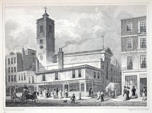 「ロンドンと19世紀の環境」パブのバックチャーチにある聖ディオニス教会。 Jones und Co.、1827-1829