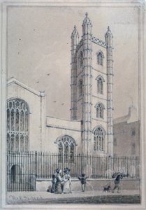 セント メアリー アルダーマリー教会、ロンドン市、1830 年 作： Thomas Hosmer Shepherd