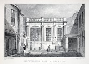 「ロンドンと19世紀の環境」パブの布工会館、ミンシングレーン。 Jones und Co.、1827-1829