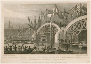 1827年11月9日、ニューロンドンブリッジの建設 作： Thomas Hosmer Shepherd