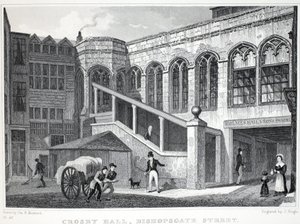 クロスビーホール、「ロンドンと19世紀の環境」パブから。 Jones und Co.、1827-1829 作： Thomas Hosmer Shepherd