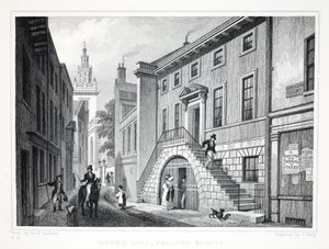 ロンドンのダイアーズホール、リトルエルボーレーンは、19世紀のパブにあります。 Jones und Co.、1827-1829 作： Thomas Hosmer Shepherd