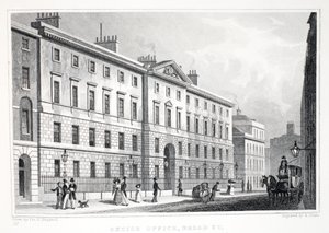 「ロンドンと19世紀の環境」パブのブロードストリートのエクサイスオフィス。 Jones und Co.、1827-1829 作： Thomas Hosmer Shepherd