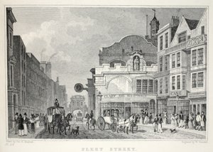 「ロンドンとその19世紀の近郊」パブからのフリートストリート。 Jones und Co.、1827-1829 作： Thomas Hosmer Shepherd