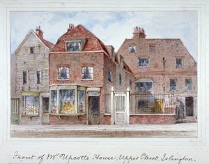 アップコット氏の家の正面図、アッパー ストリート、イズリントン、ロンドン、c1835。 作： Thomas Hosmer Shepherd
