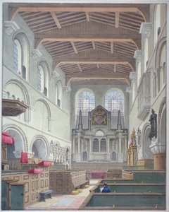 セント バーソロミュー ザ グレート教会の内観、スミスフィールド、ロンドン市、1821 年。 作： Thomas Hosmer Shepherd