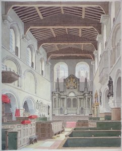 セント バーソロミュー ザ グレート教会の内観、スミスフィールド、ロンドン市、1821 年。 作： Thomas Hosmer Shepherd
