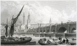1829年サザークからのオールドロンドンブリッジ