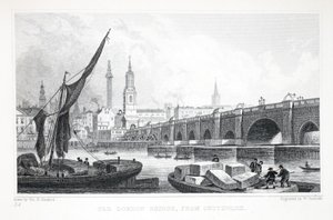 サザークから、「ロンドンと19世紀の環境」パブからオールドロンドンブリッジ。 Jones und Co.、1827-1829 作： Thomas Hosmer Shepherd