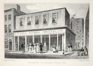 「ロンドンと19世紀の環境」パブのオリンピック劇場、ウィックストリート。 Jones und Co.、1827-1829 作： Thomas Hosmer Shepherd