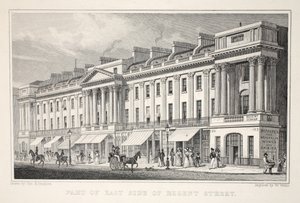 リージェントストリートのイーストサイドの一部。「ロンドンと19世紀の環境」パブから。 Jones und Co.、1827-1829 作： Thomas Hosmer Shepherd