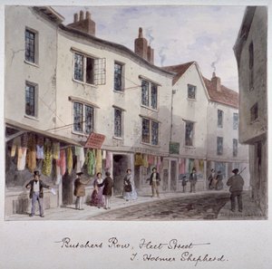 おそらく、1850 年頃、ロンドン、ウェストミンスターのホリウェル ストリートの眺め 作： Thomas Hosmer Shepherd