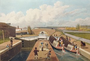 ジョンクレッグホーン（アクアチント）によって彫刻された、1827年頃、イズリントントンネルへの東の入口、リージェンツ運河 作： Thomas Hosmer Shepherd