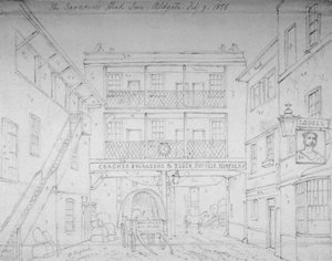 サラセンズ ヘッド イン、アルドゲート、ロンドン、1856 作： Thomas Hosmer Shepherd