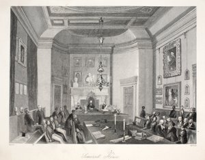 「ロンドンのインテリアとコスチュームとセレモニー」のパブにあるサマセットハウス。ジョセフミード、ロンドン、1843年頃（鋼の彫刻） 作： Thomas Hosmer Shepherd