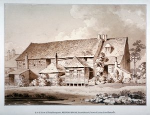 ジョン バニヤンの集会所の南東の眺め、ゾア ストリート、サザーク、ロンドン、1813 年 作： Thomas Hosmer Shepherd