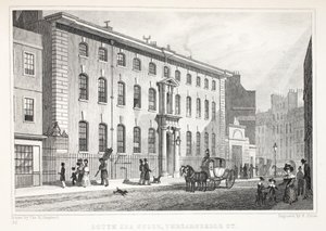 サウスシーハウス、スレッドニードルストリート、「ロンドンと19世紀の環境」パブから。 Jones und Co.、1827-1829 作： Thomas Hosmer Shepherd