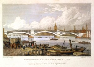 バンクサイドからのサザーク橋、ロンドン、1817