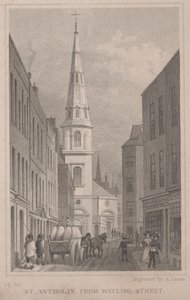 ワットリングストリートの聖アンソリン、A。クルースによる彫刻、1830年頃（彫刻） 作： Thomas Hosmer Shepherd