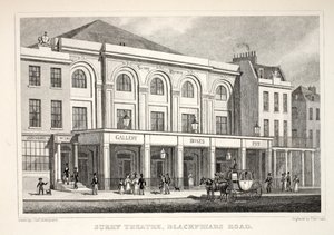 「ロンドンと19世紀の環境」パブのブラックフライアーズロードのサリーシアター。 Jones und Co.、1827-1829 作： Thomas Hosmer Shepherd
