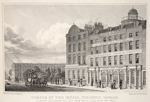 ミューズの神殿、フィンズベリースクエア、「ロンドンと19世紀の環境」パブから。 Jones und Co.、1827-1829 作： Thomas Hosmer Shepherd