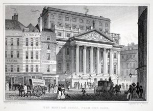 「ロンドンと19世紀の環境」パブにあるマンションハウス。 Jones und Co.、1827-1829 作： Thomas Hosmer Shepherd