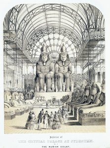 シデナムのクリスタルパレスにあるヌビアンコート、1851-1855年頃（アクアチント） 作： Thomas Hosmer Shepherd