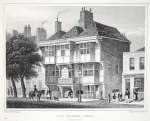 オールドクイーンズヘッド、イズリントン、「ロンドンと19世紀の環境」パブから。 Jones und Co.、1827-1829 作： Thomas Hosmer Shepherd