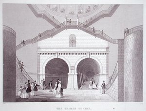 テムズ・トンネル」1851-55年頃（リトグラフ） 作： Thomas Hosmer Shepherd